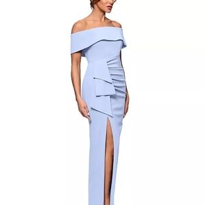 Elegant Off-Shoulder Blue Dress